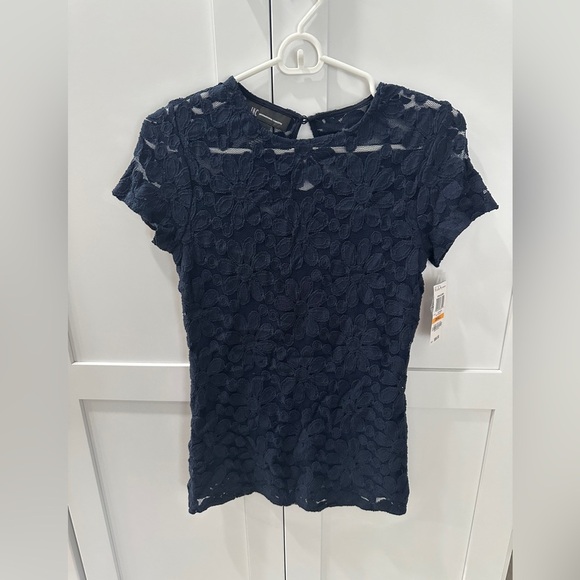 INC International Concepts Navy Blue Lace top Size Small - Picture 1 of 4